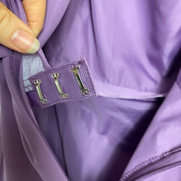 Elegant David’s Bridal long strapless dress /gown chiffon flowing purple - Picture 11 of 12